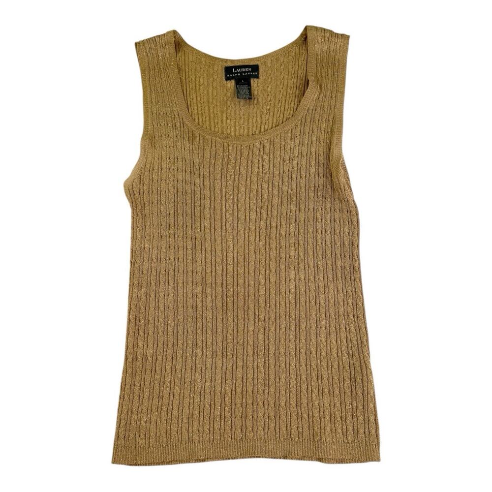 Lauren/Ralph Lauren Gold Metallic Dressy Sleeveless Tank Layer‎ Size Lg EUC Vtg
